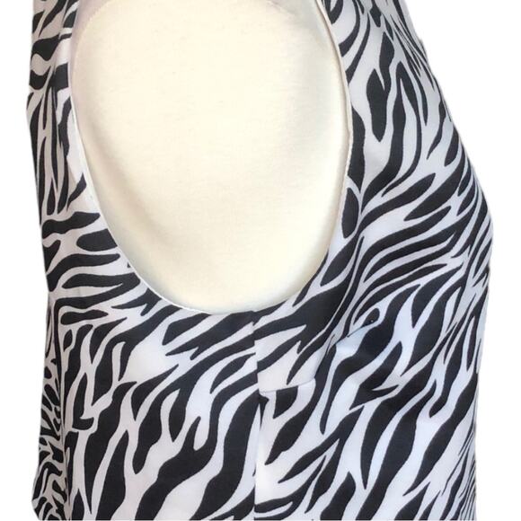 Aqua Womens Animal Print Crop Sleeveless Black White Animal Print Top Medium - Picture 3 of 8